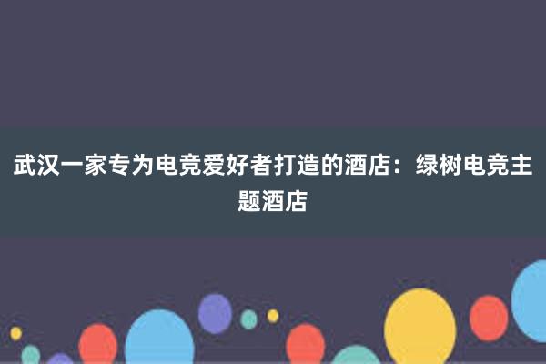 武汉一家专为电竞爱好者打造的酒店：绿树电竞主题酒店